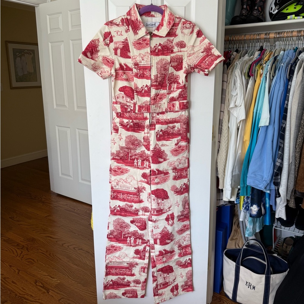 Rachel Antonoff Red and Cream Jumpsuit - Picture 3 of 14